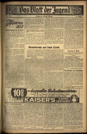 Zweite Ausgabe vom Mittwoch, den 31. August 1932.
