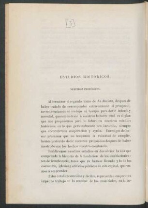 Estudios históricos. : Nuestros propósitos.
