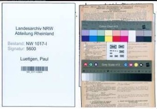 Entnazifizierung Paul Luettgen , geb. 18.10.1888 (Kaufmann)
