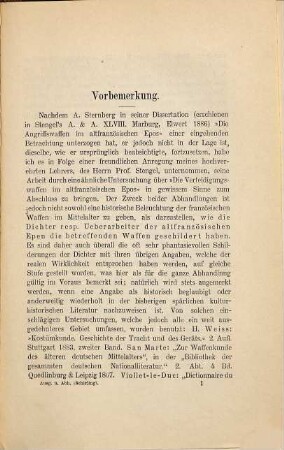 Die Verteidigungswaffen im altfranzösischen Epos
