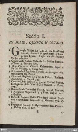 Section I. In Folio, Quarto & Octavo