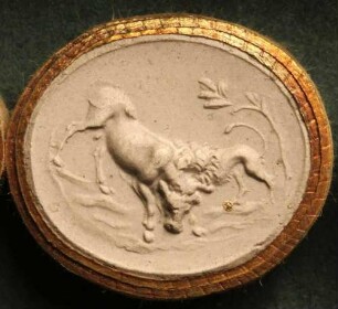 Ein Löwe zerreißt einen Stier (Daktyliothek, Supplement)