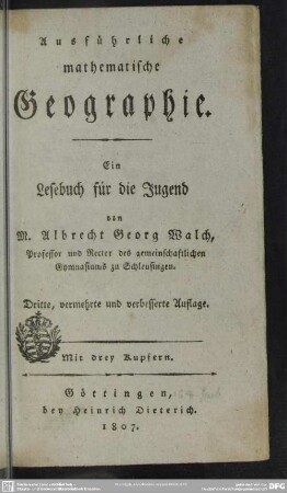 Ausführliche mathematische Geographie