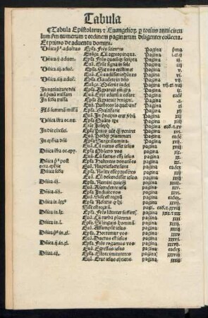 Tabula Epistolarum et Evangeliorum per totius anni circulum ...