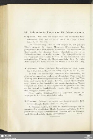 30. Galvanische Mess- und Hülfsinstrumente