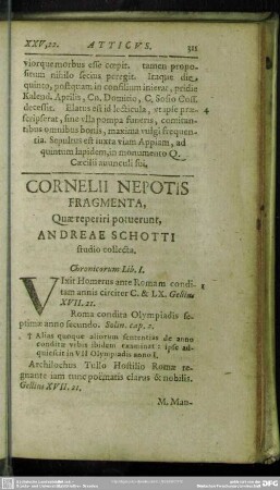 Cornelii Nepotis fragmenta, Quae reperiri potuerunt, Andreae Schotti studio collecta