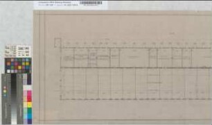 Bww Bochum-Eppendorf: Instandsetzung der Wagenreparaturhalle, Blatt 1: Grundriß [Abgelegt in Mappe: "Entwürfe von Th V", Beschriftung Deutsch/Englisch], M. 1:100 Hgl, Sknr.: 4, Fanr.: 12