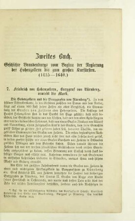 Zweites Buch. Geschichte Brandenburgs vom Beginn der Regierung der Hohenzollern bis zum großen Kurfürsten (1415-1640)