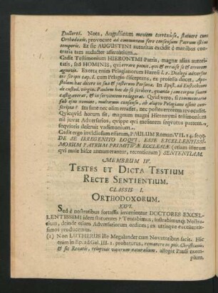 Membrum IV. Testes Et Dicta Testium Recte Sentientium.