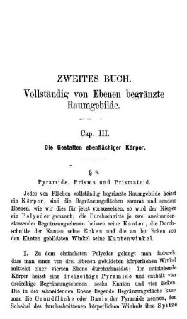 Zweites Buch. Vollständig von Ebenen begränzte Raumgebilde.