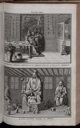 Planche XXXIV. : N. 1. Quantecong Divinité Chinoise que le Chinois [...] ; N. 2. Quonin Divinité domestique des Chinois