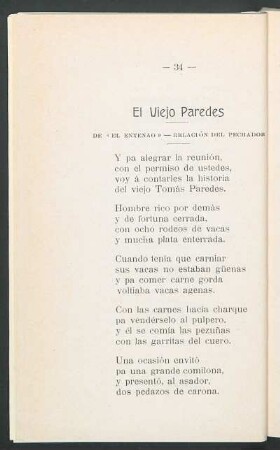 El viejo paredes : De > - relación del pechador