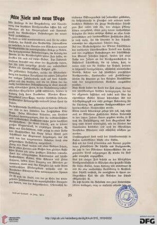 Alte Ziele und neue Wege