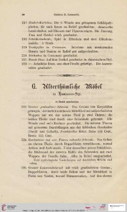 G. Alterthümliche Möbel (Nr. 223 - 266)