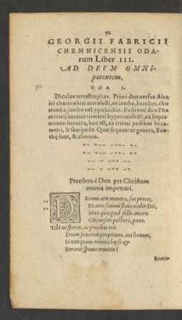 Georgii Fabricii Chemnicensis Odarum Liber III.