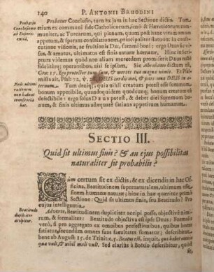Sectio III. Quid sit ultimus finis? & an ejus possibilitas naturaliter sit probabilis?