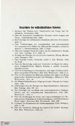 Verzeichnis der wissenschaftlichen Arbeiten
