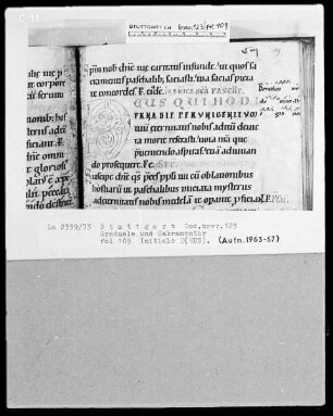 Graduale und Sakramentar — Initiale D(eus), Folio 109recto