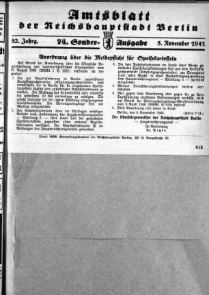 74. Sonderausgabe, 5. November 1941