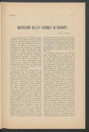 Orientación de las cátedras de filosofía