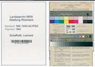 Entnazifizierung Leonard Schaffrath , geb. 15.11.1913 (Rangierer)