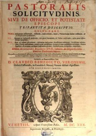 Pastoralis solicitudinis : sive de officio et potestate episcopi tripartita descriptio