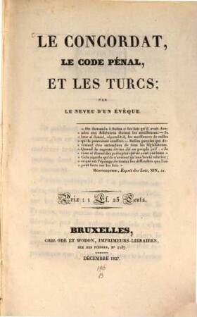 Le Concordat le code pénal et les Turcs ...