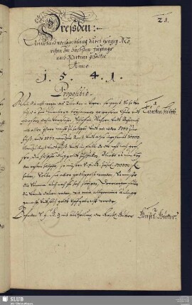 Dresden. Ausschuß vorsamblung durch Hertzog Moritzen zu Sachßen Freytags nach Martini gehalten Anno 1541.