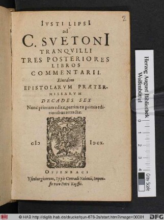 Iusti Lipsi[i] ad C. Suetoni[i] Tranquilli Tres Posteriores Libros Commentarii