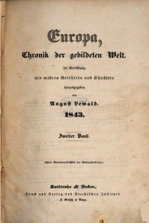 A. Lewald's Europa : Chronik der gebildeten Welt. 1843,2