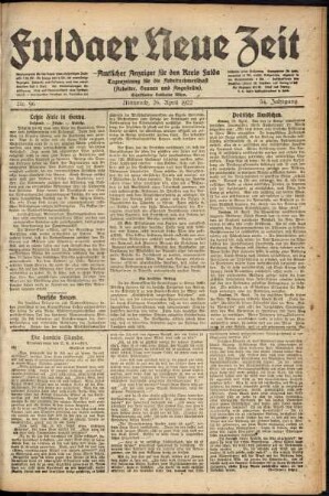 Ausgabe vom Mittwoch, den 26. April 1922.