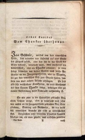 Erstes Kapitel. Vom Chanker überhaupt.