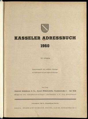 Jg. 120.1960: Kasseler Adressbuch