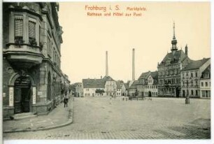 Frohburg. Marktplatz, Rathaus, Hotel zur Post