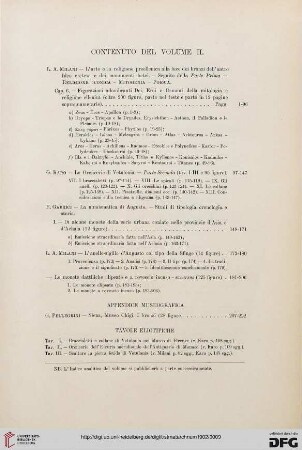 Contenuto del volume II