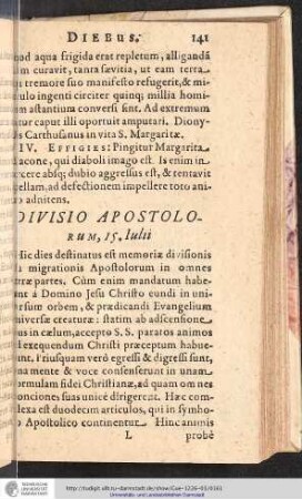 Divisio Apostolorum, 15. Iulii