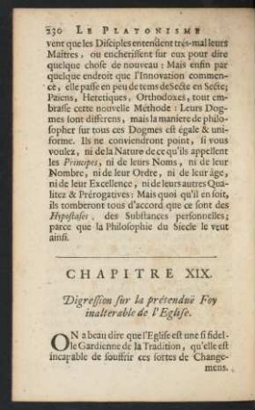 Chapitre XIX. Digression sur la prétendue Foy inalterable de l'Eglise