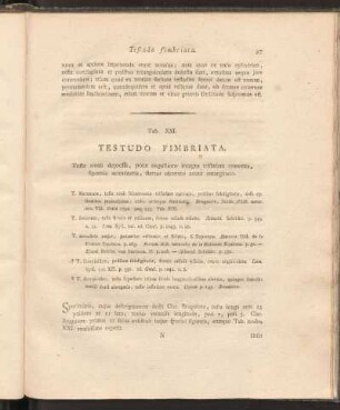 Tab. XXI: Testudo Fimbriata
