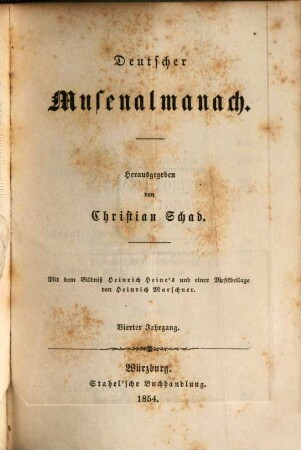 Deutscher Musenalmanach. 4, 4. 1854