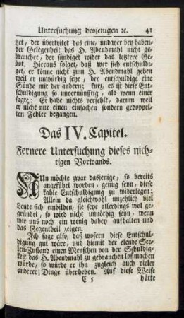 Das IV. Capitel. Fernere Untersuchung dieses nichtigen Vorwands