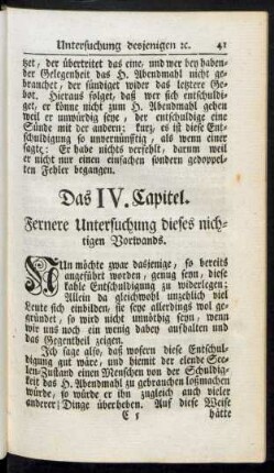 Das IV. Capitel. Fernere Untersuchung dieses nichtigen Vorwands