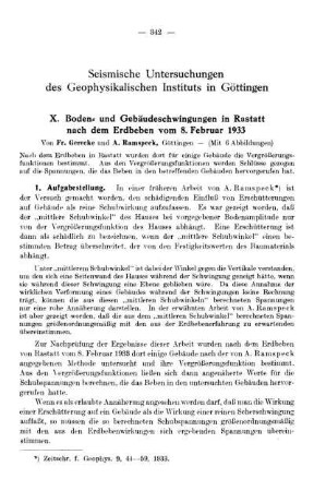 Seismische Untersuchungen des Geophysikalischen Instituts in Göttingen
