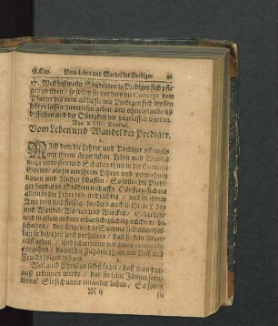 Das XVIII. Capitul. Vom Leben und Wandel der Prediger.