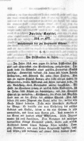 Zweites Kapitel. 514 - 477. Griechenland bis zur Hegemonie Athens