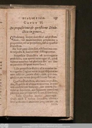Caput II. De propositione & quaestione Dialectica in genere.