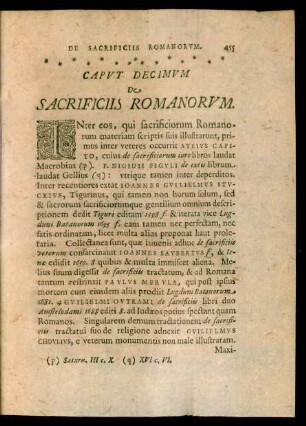 Caput Decimum De Sacrificiis Romanorum