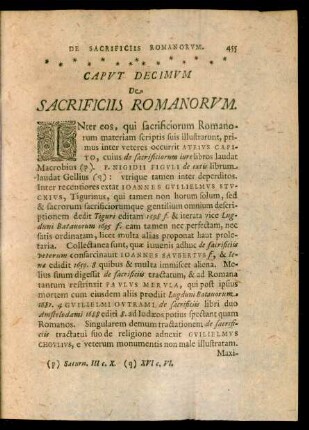 Caput Decimum De Sacrificiis Romanorum