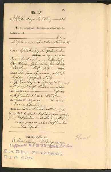 Standesamtsbuch der Stadt Aschaffenburg: Geburten 365/1900 - 184/1901