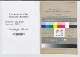 Entnazifizierung Wilhelm Overhagen, geb. 01.12.1909 (Postassistent)