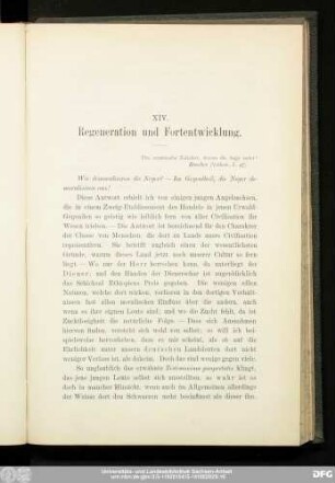 XIV. Regeneration und Fortentwicklung.